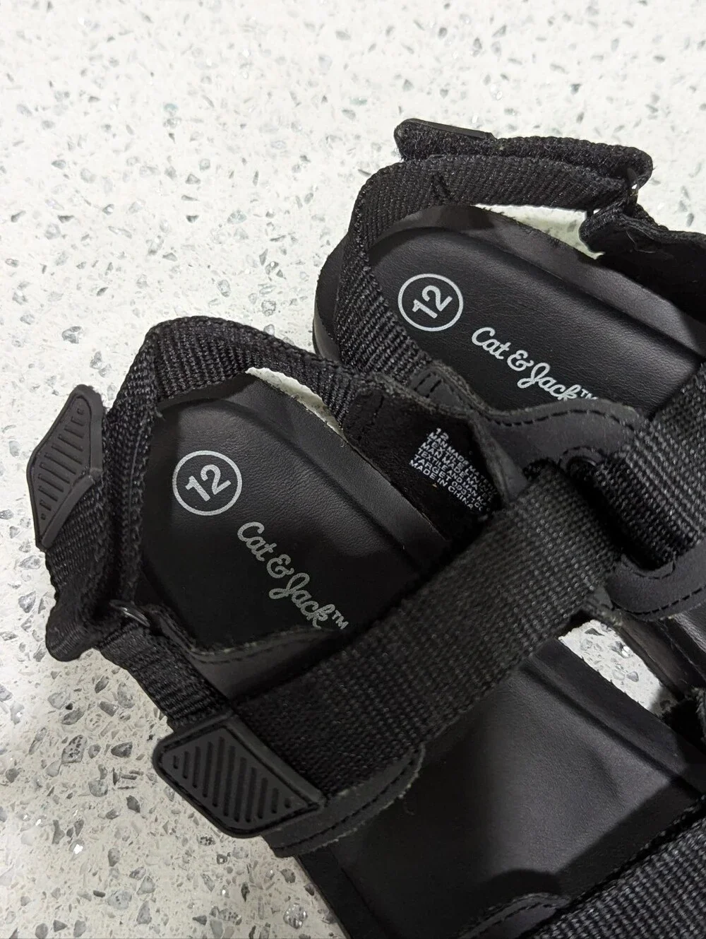 Cat & Jack Kids Black Casual Adjustable Velcro Sandal Toddler Little Boy Size 12
